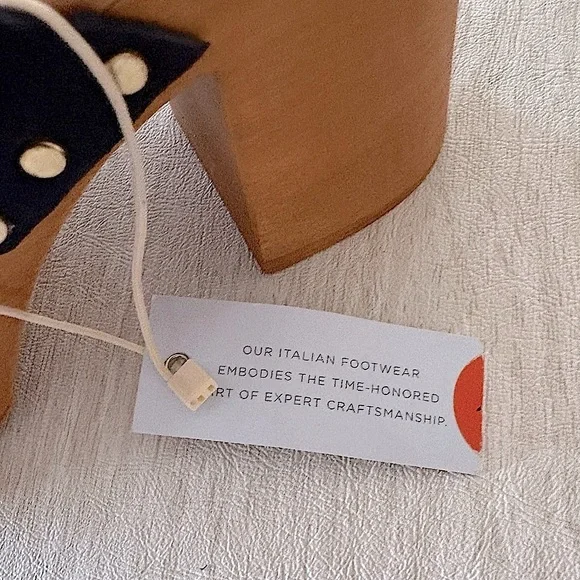 NEW Avelinni Italian navy suede double strap block heel slide sandals - Picture 5 of 7